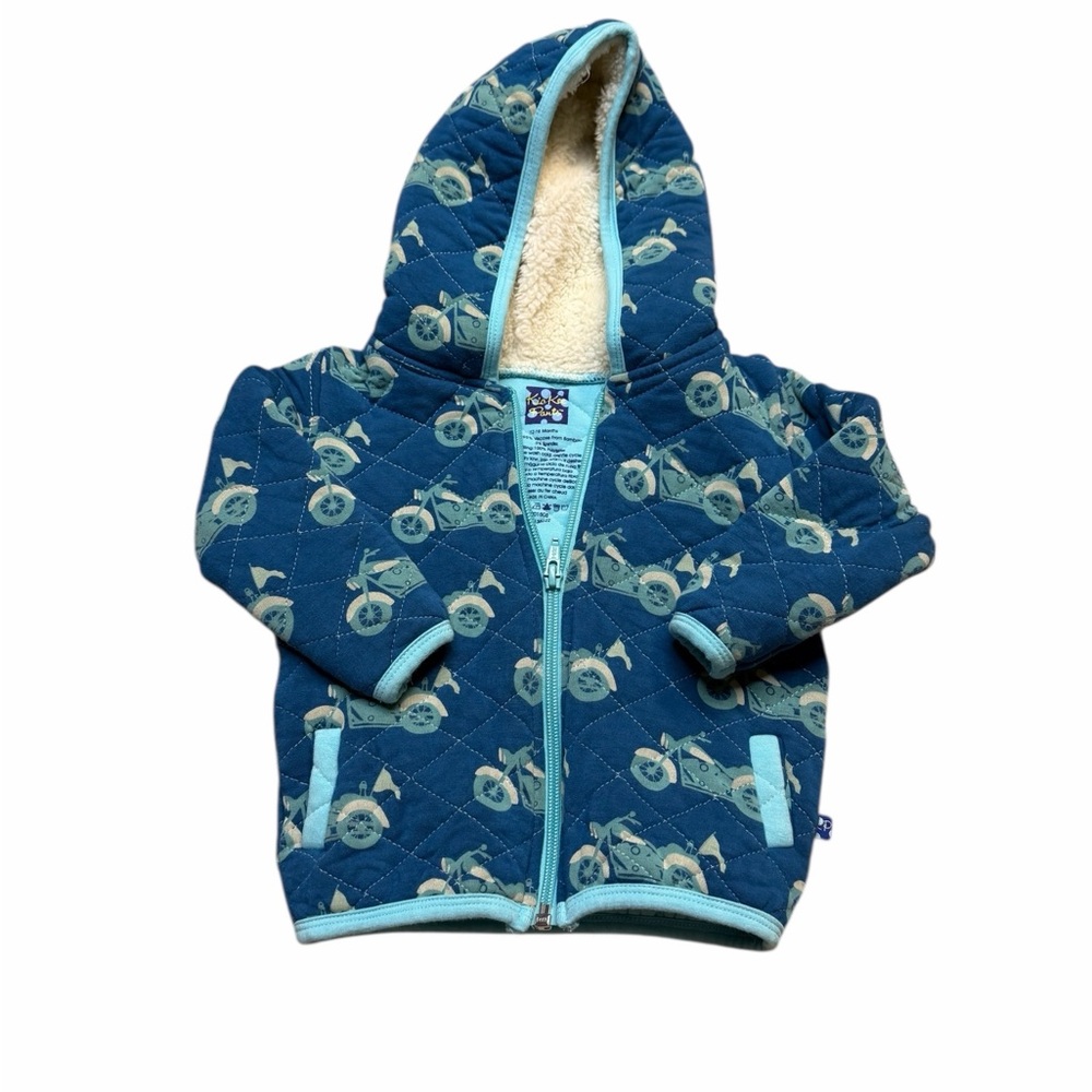 🍼 Kickee Pants Quilted Bamboo Moto Jacket 🏍 Sherpa Lined‎ 12–18M